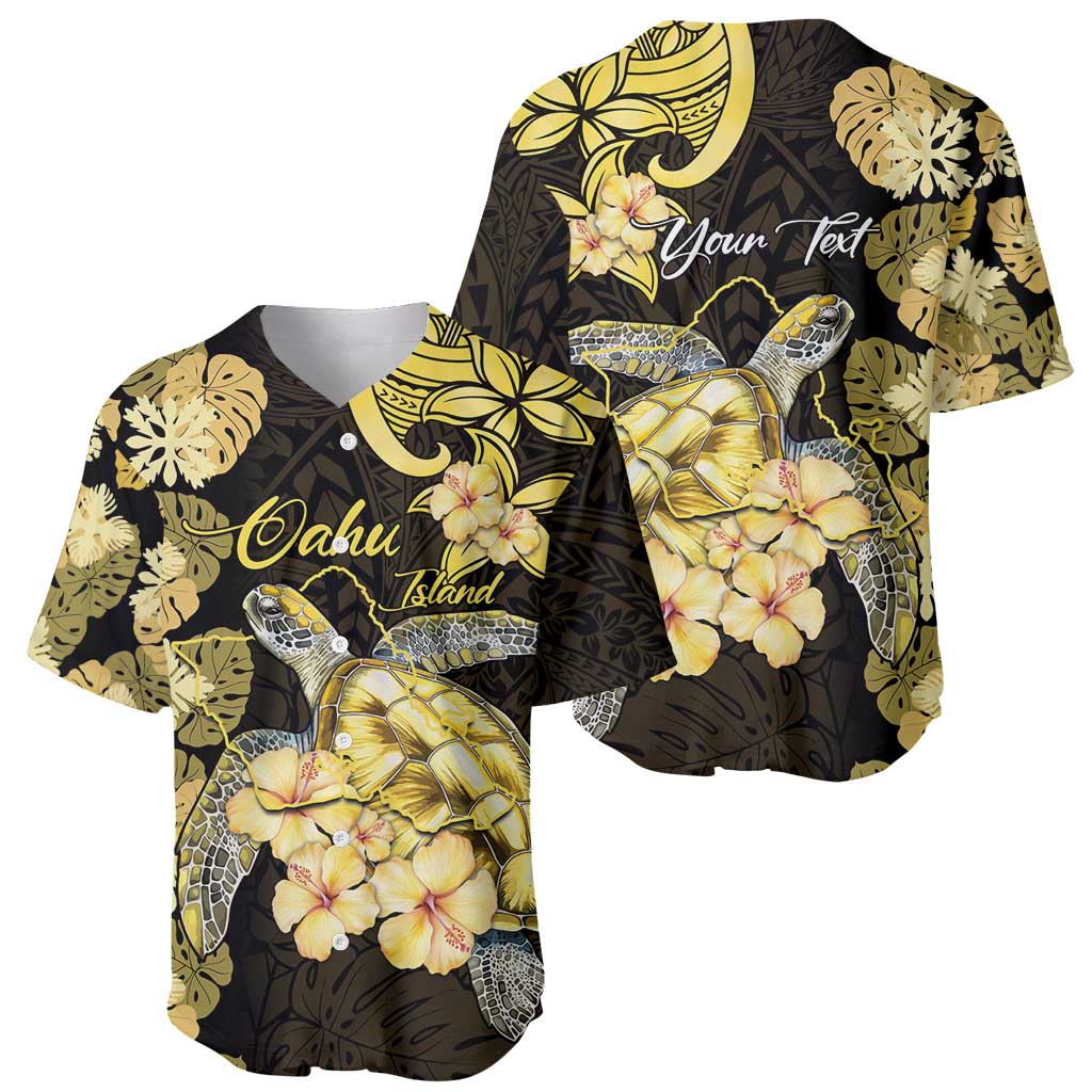 Personalised Aloha Hawaii Oahu Island Baseball Jersey Gathering Place Sea Turtle Ilima Flowers LT14 - Polynesian Pride
