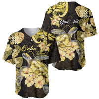 Personalised Aloha Hawaii Oahu Island Baseball Jersey Gathering Place Sea Turtle Ilima Flowers LT14 - Polynesian Pride