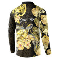 Personalised Aloha Hawaii Oahu Island Button Sweatshirt Gathering Place Sea Turtle Ilima Flowers LT14 - Polynesian Pride