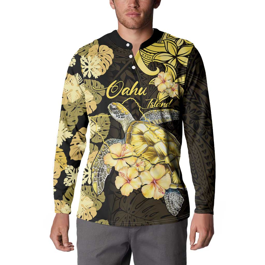 Personalised Aloha Hawaii Oahu Island Button Sweatshirt Gathering Place Sea Turtle Ilima Flowers LT14 - Polynesian Pride