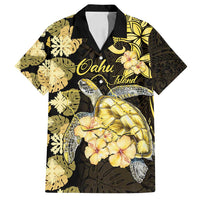 Personalised Aloha Hawaii Oahu Island Family Matching Summer Maxi Dress and Hawaiian Shirt Gathering Place Sea Turtle Ilima Flowers