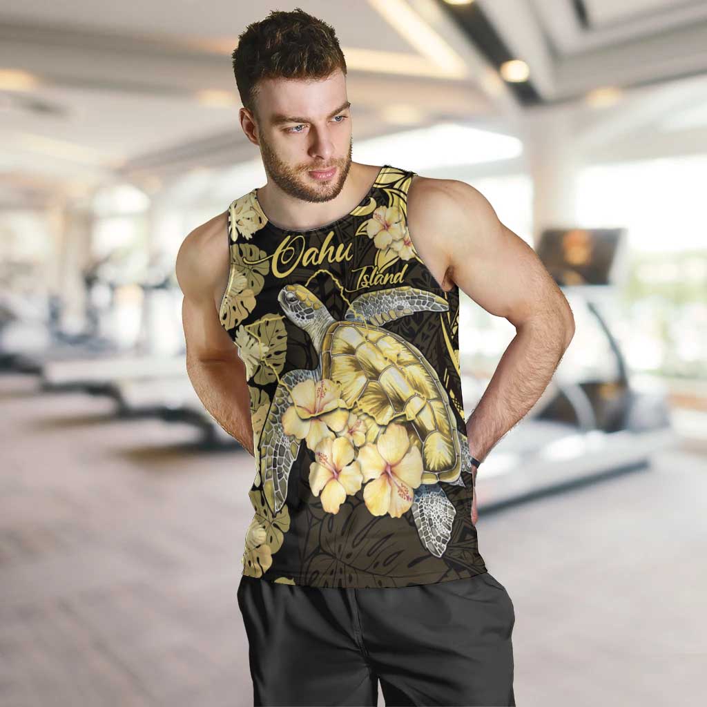 Personalised Aloha Hawaii Oahu Island Men Tank Top Gathering Place Sea Turtle Ilima Flowers