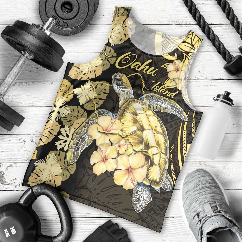 Personalised Aloha Hawaii Oahu Island Men Tank Top Gathering Place Sea Turtle Ilima Flowers