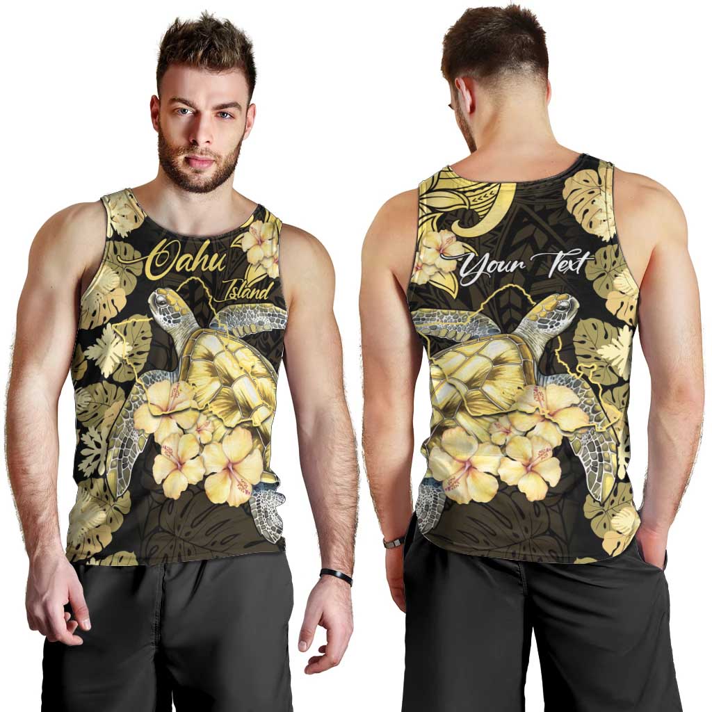 Personalised Aloha Hawaii Oahu Island Men Tank Top Gathering Place Sea Turtle Ilima Flowers