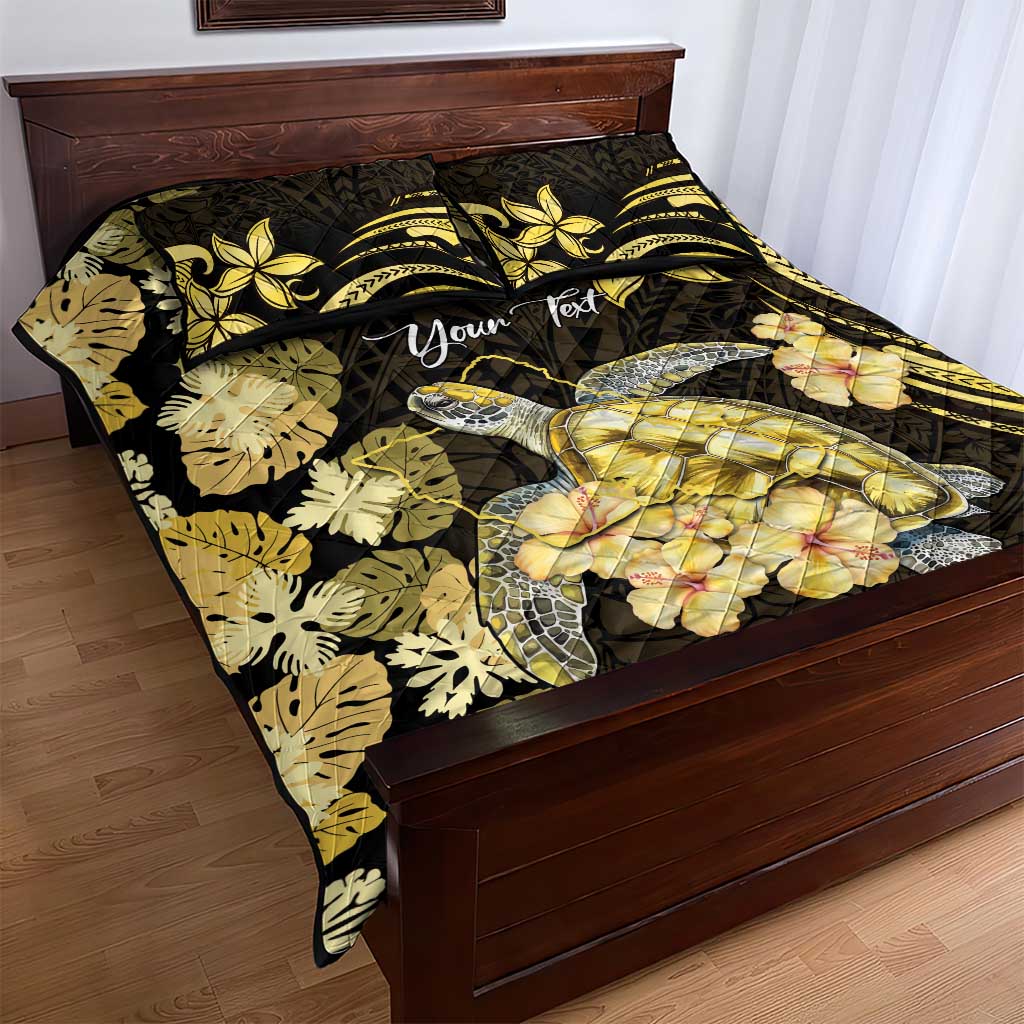 Personalised Aloha Hawaii Oahu Island Quilt Bed Set Gathering Place Sea Turtle Ilima Flowers