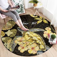 Personalised Aloha Hawaii Oahu Island Round Carpet Gathering Place Sea Turtle Ilima Flowers LT14 - Polynesian Pride