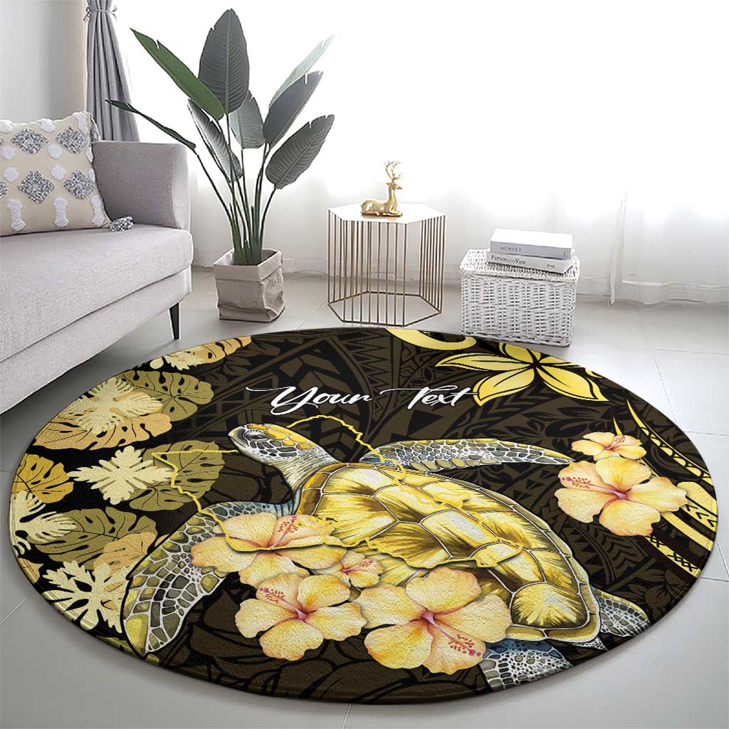 Personalised Aloha Hawaii Oahu Island Round Carpet Gathering Place Sea Turtle Ilima Flowers LT14 - Polynesian Pride