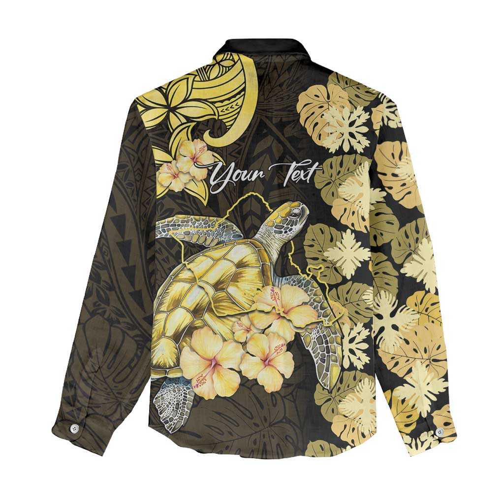 Personalised Aloha Hawaii Oahu Island Women Casual Shirt Gathering Place Sea Turtle Ilima Flowers