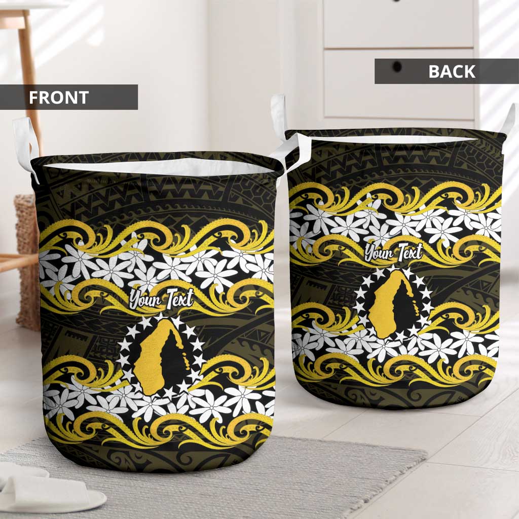 Personalised Cook Islands Aitutaki Laundry Basket Tiare Maori Polynesian Waves Tattoo