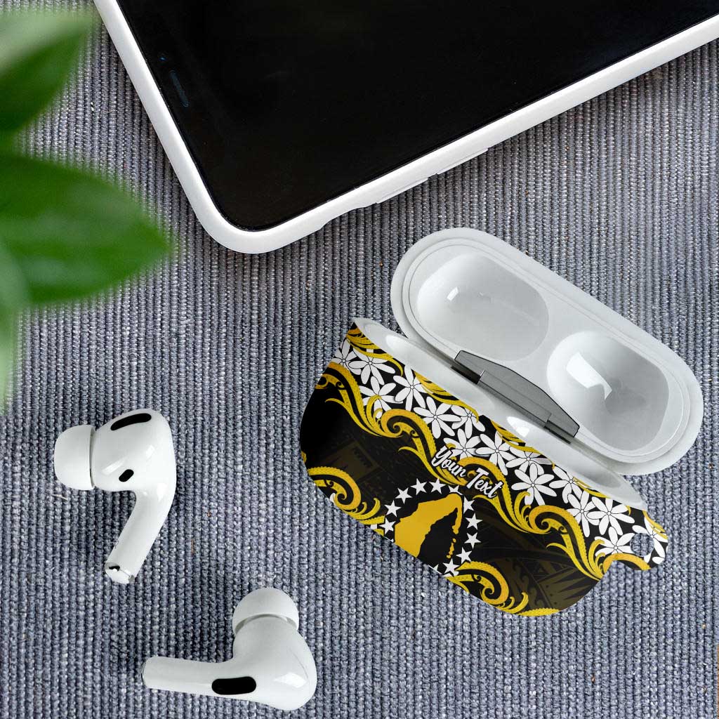 Personalised Cook Islands Aitutaki AirPods Case Tiare Maori Polynesian Waves Tattoo