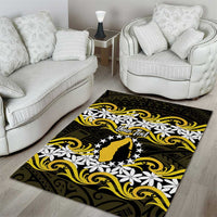 Personalised Cook Islands Aitutaki Area Rug Tiare Maori Polynesian Waves Tattoo