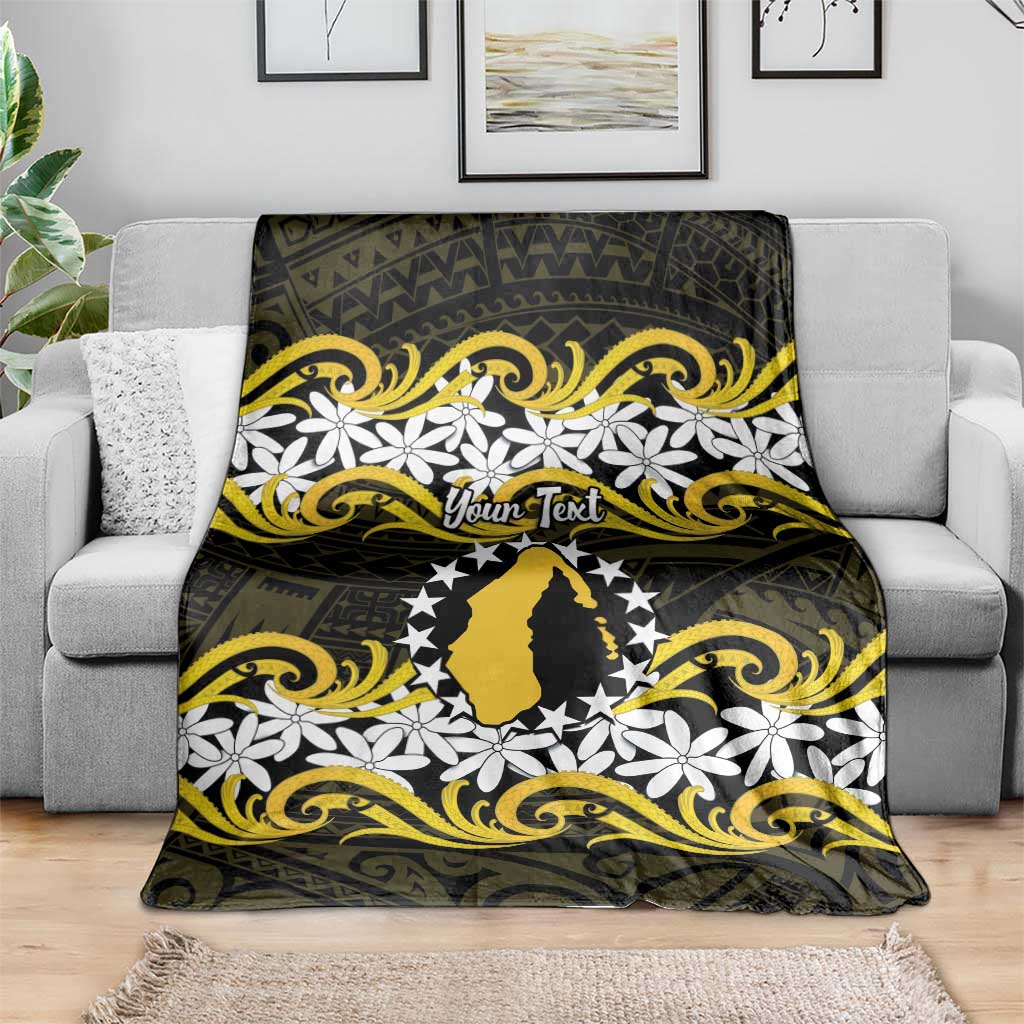 Personalised Cook Islands Aitutaki Blanket Tiare Maori Polynesian Waves Tattoo