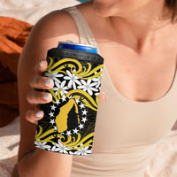 Personalised Cook Islands Aitutaki 4 in 1 Can Cooler Tumbler Tiare Maori Polynesian Waves Tattoo