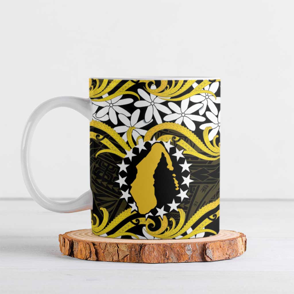 Personalised Cook Islands Aitutaki Ceramic Mug Tiare Maori Polynesian Waves Tattoo