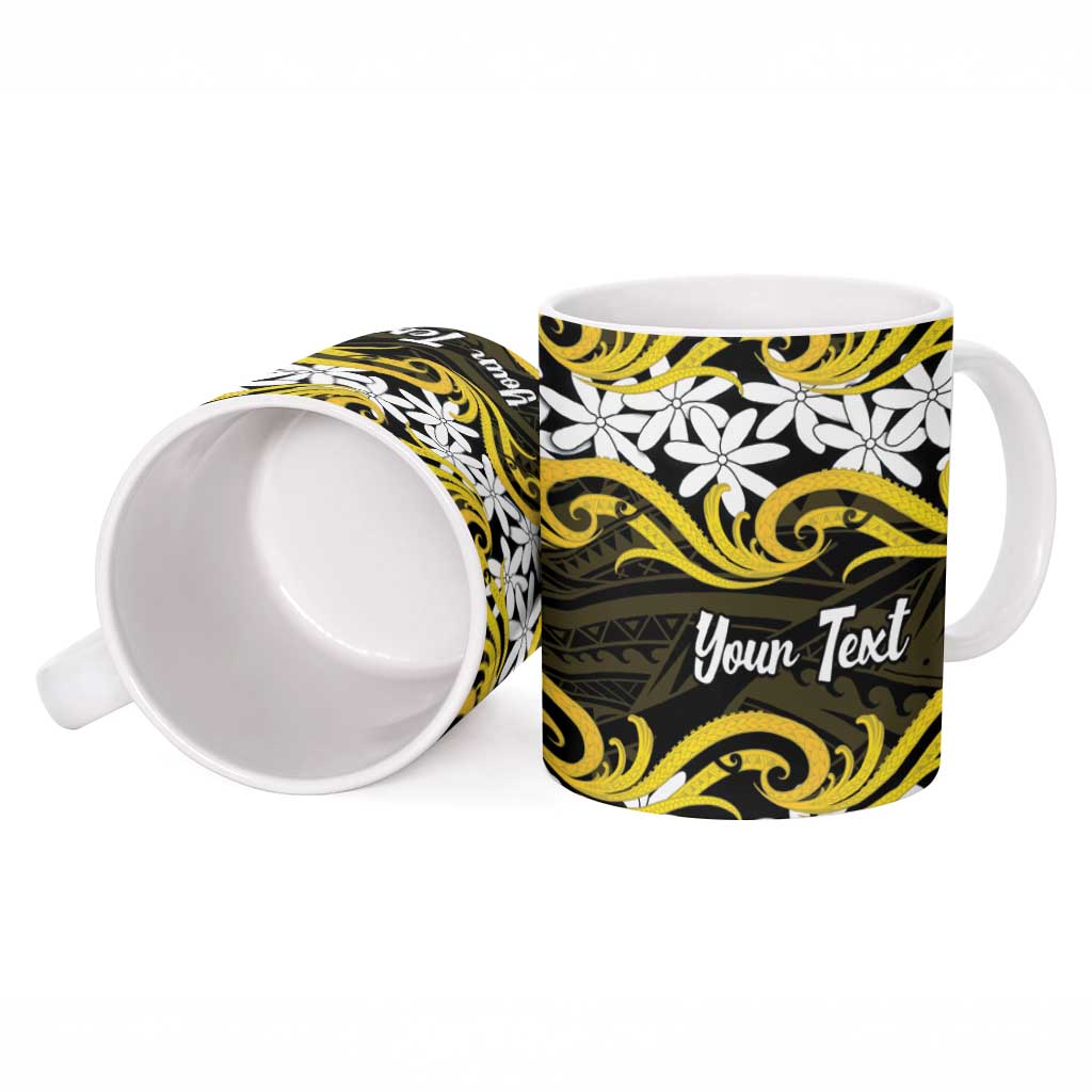 Personalised Cook Islands Aitutaki Ceramic Mug Tiare Maori Polynesian Waves Tattoo