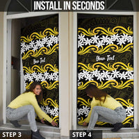 Personalised Cook Islands Aitutaki Door Cover Tiare Maori Polynesian Waves Tattoo