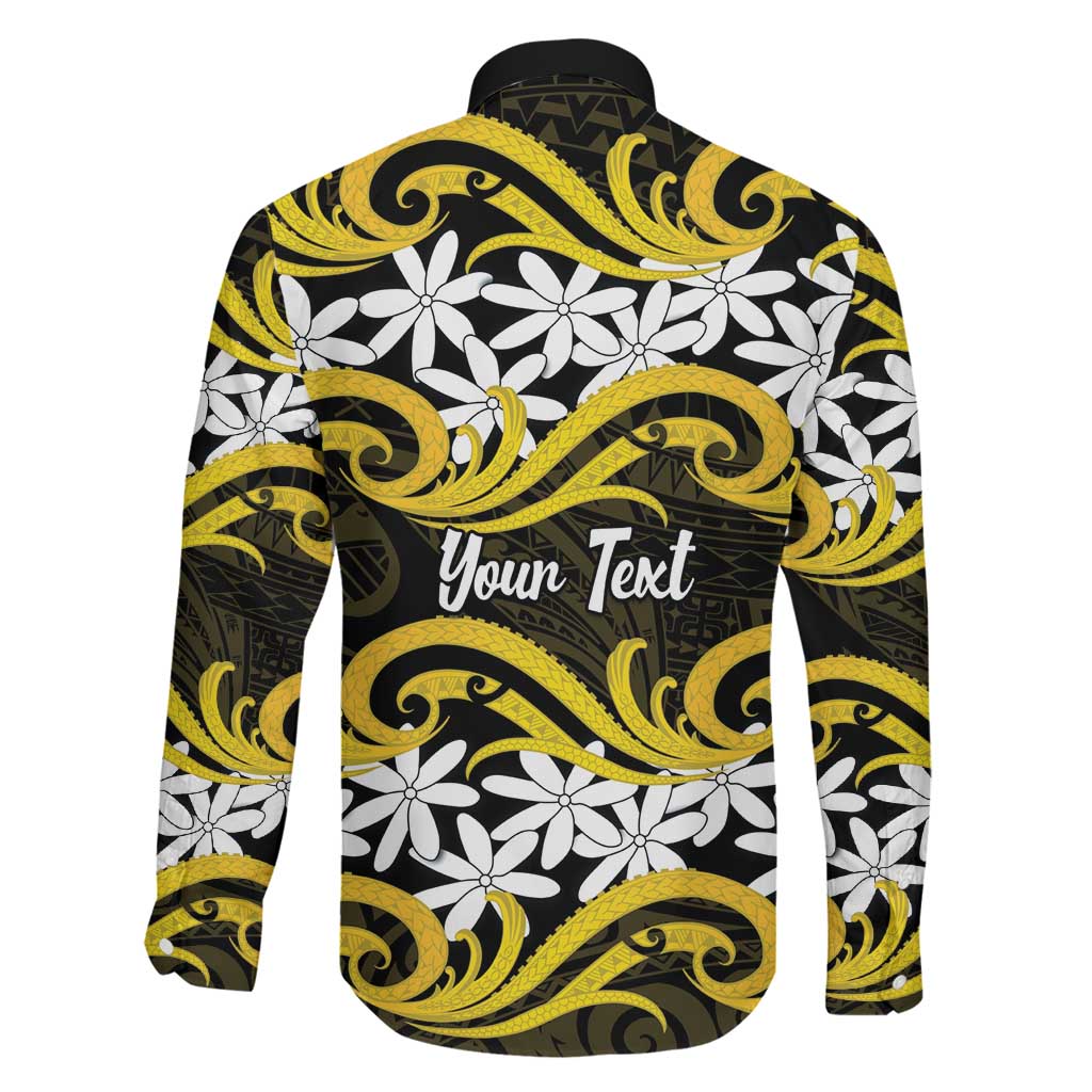 Personalised Cook Islands Aitutaki Family Matching Long Sleeve Bodycon Dress and Hawaiian Shirt Tiare Maori Polynesian Waves Tattoo