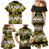 Personalised Cook Islands Aitutaki Family Matching Mermaid Dress and Hawaiian Shirt Tiare Maori Polynesian Waves Tattoo