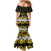 Personalised Cook Islands Aitutaki Family Matching Mermaid Dress and Hawaiian Shirt Tiare Maori Polynesian Waves Tattoo