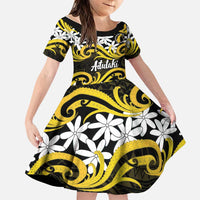 Personalised Cook Islands Aitutaki Family Matching Puletasi and Hawaiian Shirt Tiare Maori Polynesian Waves Tattoo