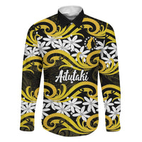 Personalised Cook Islands Aitutaki Family Matching Short Sleeve Bodycon Dress and Hawaiian Shirt Tiare Maori Polynesian Waves Tattoo