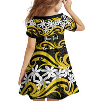 Personalised Cook Islands Aitutaki Family Matching Summer Maxi Dress and Hawaiian Shirt Tiare Maori Polynesian Waves Tattoo