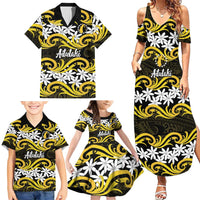 Personalised Cook Islands Aitutaki Family Matching Summer Maxi Dress and Hawaiian Shirt Tiare Maori Polynesian Waves Tattoo