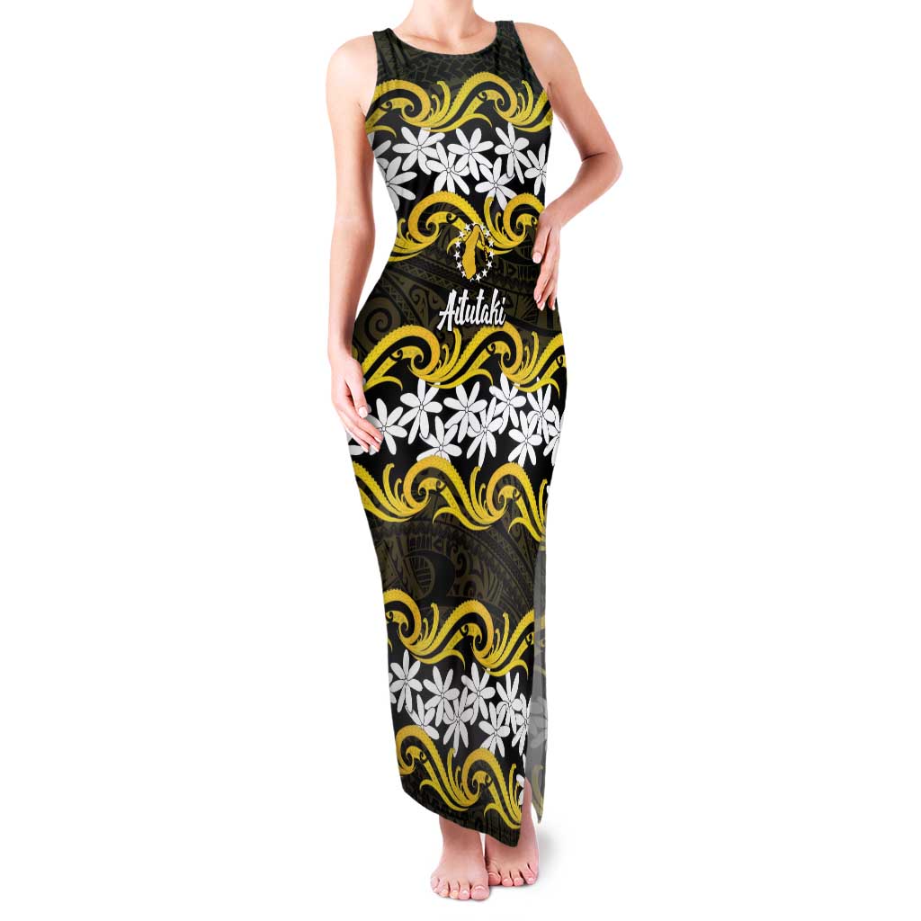 Personalised Cook Islands Aitutaki Family Matching Tank Maxi Dress and Hawaiian Shirt Tiare Maori Polynesian Waves Tattoo