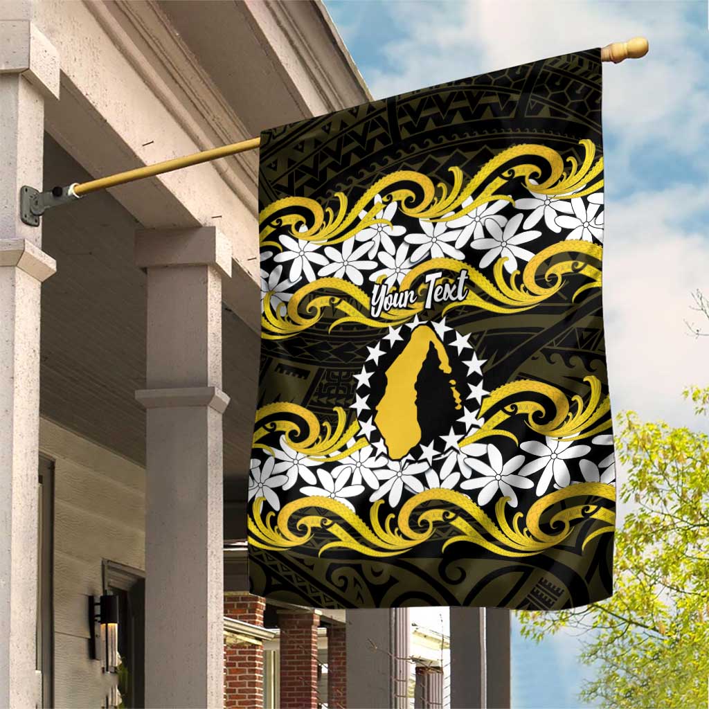 Personalised Cook Islands Aitutaki Garden Flag Tiare Maori Polynesian Waves Tattoo