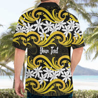 Personalised Cook Islands Aitutaki Hawaiian Shirt Tiare Maori Polynesian Waves Tattoo