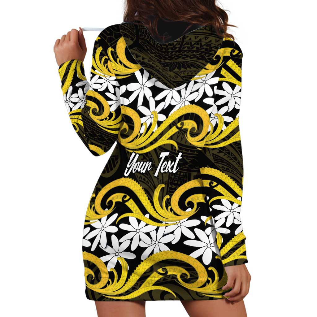 Personalised Cook Islands Aitutaki Hoodie Dress Tiare Maori Polynesian Waves Tattoo