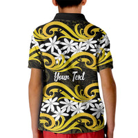 Personalised Cook Islands Aitutaki Kid Polo Shirt Tiare Maori Polynesian Waves Tattoo LT14 - Polynesian Pride