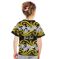 Personalised Cook Islands Aitutaki Kid T Shirt Tiare Maori Polynesian Waves Tattoo