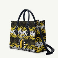 Personalised Cook Islands Aitutaki Leather Bag Tiare Maori Polynesian Waves Tattoo LT14 Yellow - Polynesian Pride