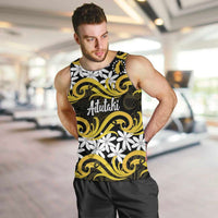 Personalised Cook Islands Aitutaki Men Tank Top Tiare Maori Polynesian Waves Tattoo
