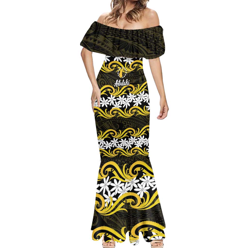 Personalised Cook Islands Aitutaki Mermaid Dress Tiare Maori Polynesian Waves Tattoo