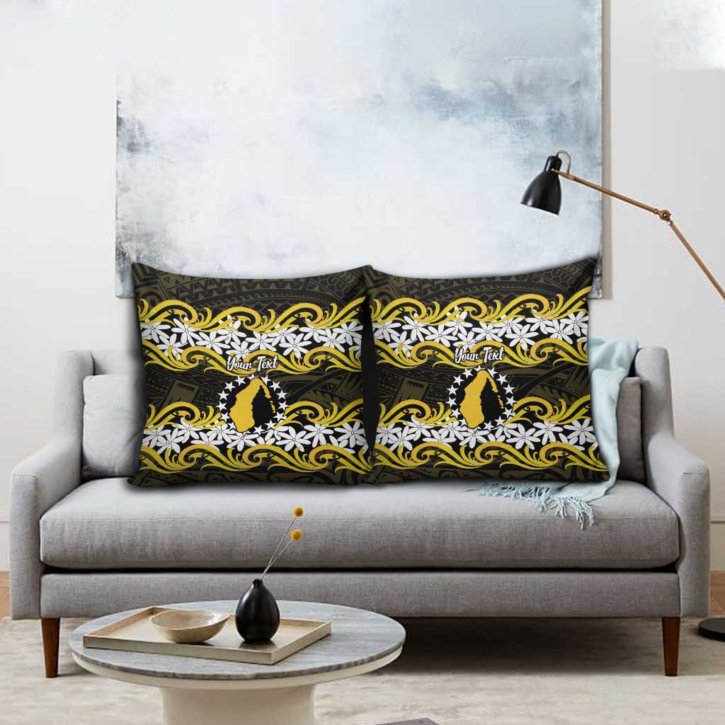 Personalised Cook Islands Aitutaki Pillow Cover Tiare Maori Polynesian Waves Tattoo