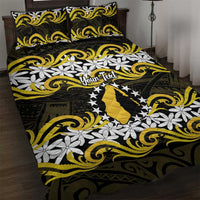 Personalised Cook Islands Aitutaki Quilt Bed Set Tiare Maori Polynesian Waves Tattoo