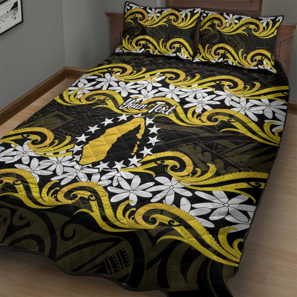 Personalised Cook Islands Aitutaki Quilt Bed Set Tiare Maori Polynesian Waves Tattoo