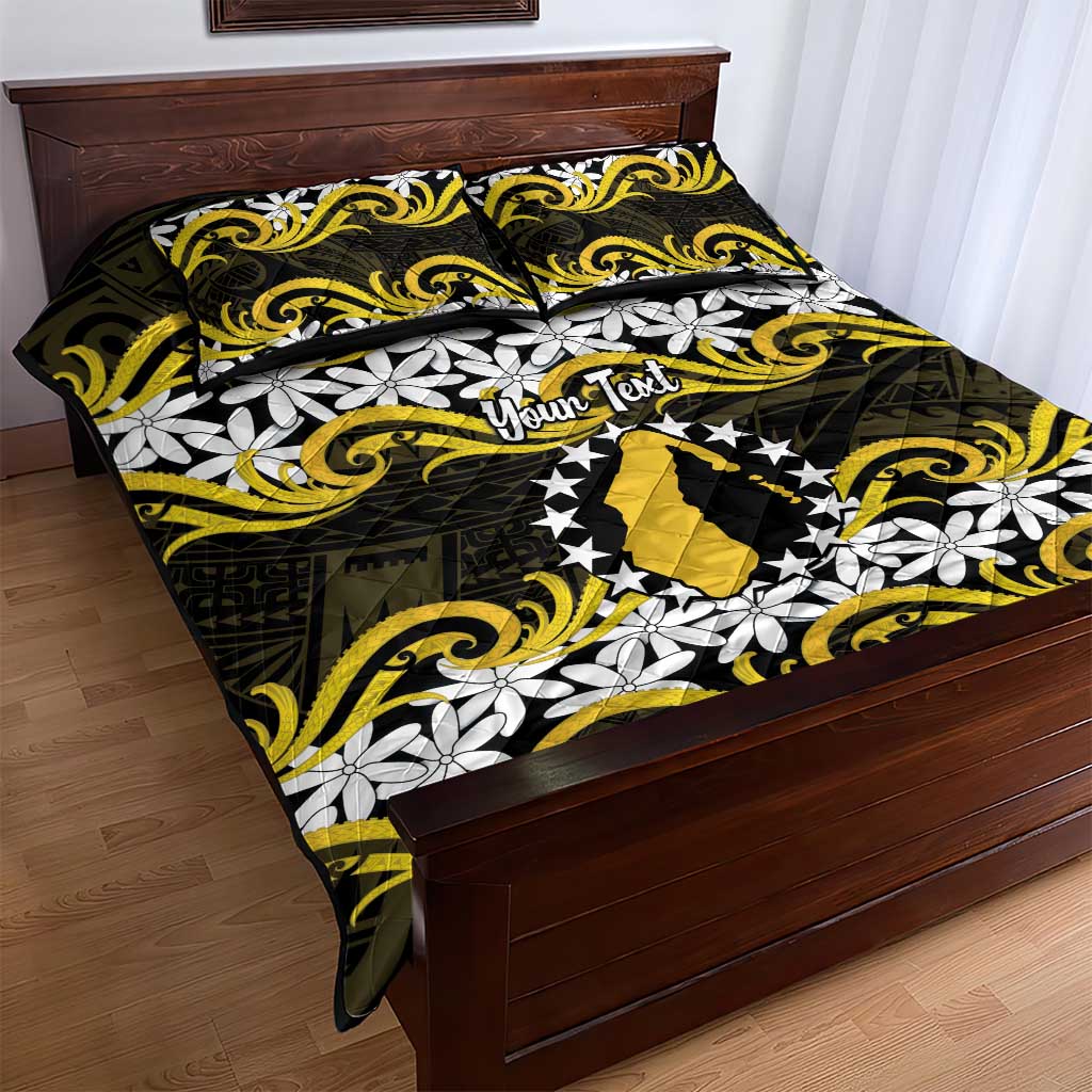 Personalised Cook Islands Aitutaki Quilt Bed Set Tiare Maori Polynesian Waves Tattoo