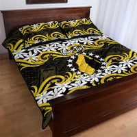 Personalised Cook Islands Aitutaki Quilt Bed Set Tiare Maori Polynesian Waves Tattoo