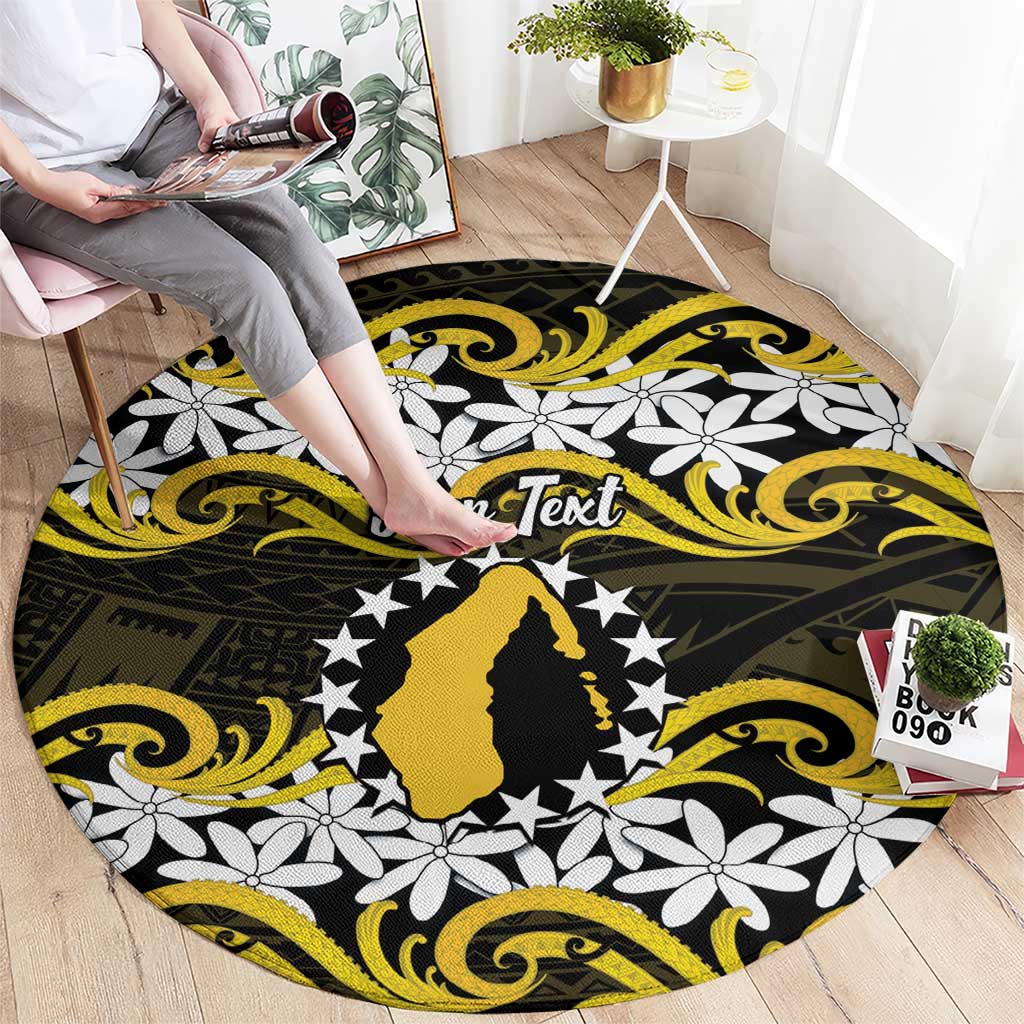 Personalised Cook Islands Aitutaki Round Carpet Tiare Maori Polynesian Waves Tattoo LT14 - Polynesian Pride