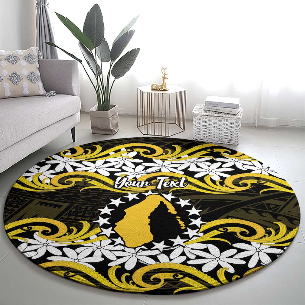 Personalised Cook Islands Aitutaki Round Carpet Tiare Maori Polynesian Waves Tattoo LT14 - Polynesian Pride