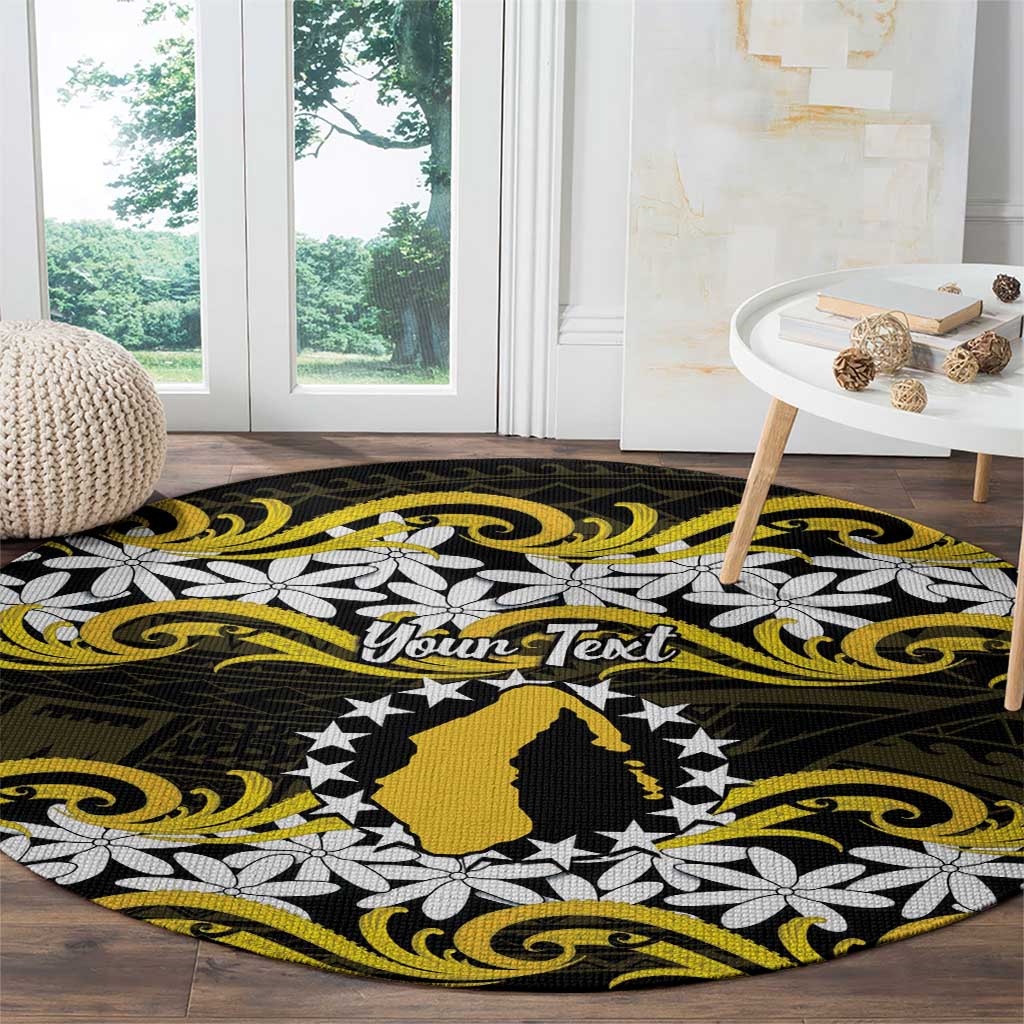 Personalised Cook Islands Aitutaki Round Carpet Tiare Maori Polynesian Waves Tattoo LT14 - Polynesian Pride