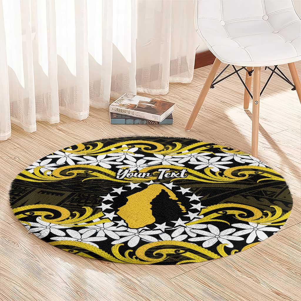 Personalised Cook Islands Aitutaki Round Carpet Tiare Maori Polynesian Waves Tattoo LT14 - Polynesian Pride