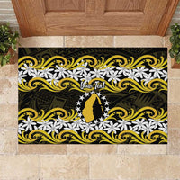 Personalised Cook Islands Aitutaki Rubber Doormat Tiare Maori Polynesian Waves Tattoo LT14 Yellow - Polynesian Pride