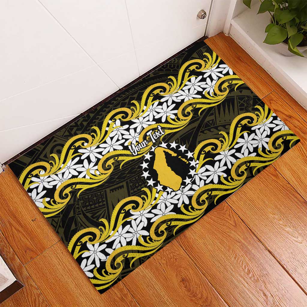 Personalised Cook Islands Aitutaki Rubber Doormat Tiare Maori Polynesian Waves Tattoo LT14 - Polynesian Pride