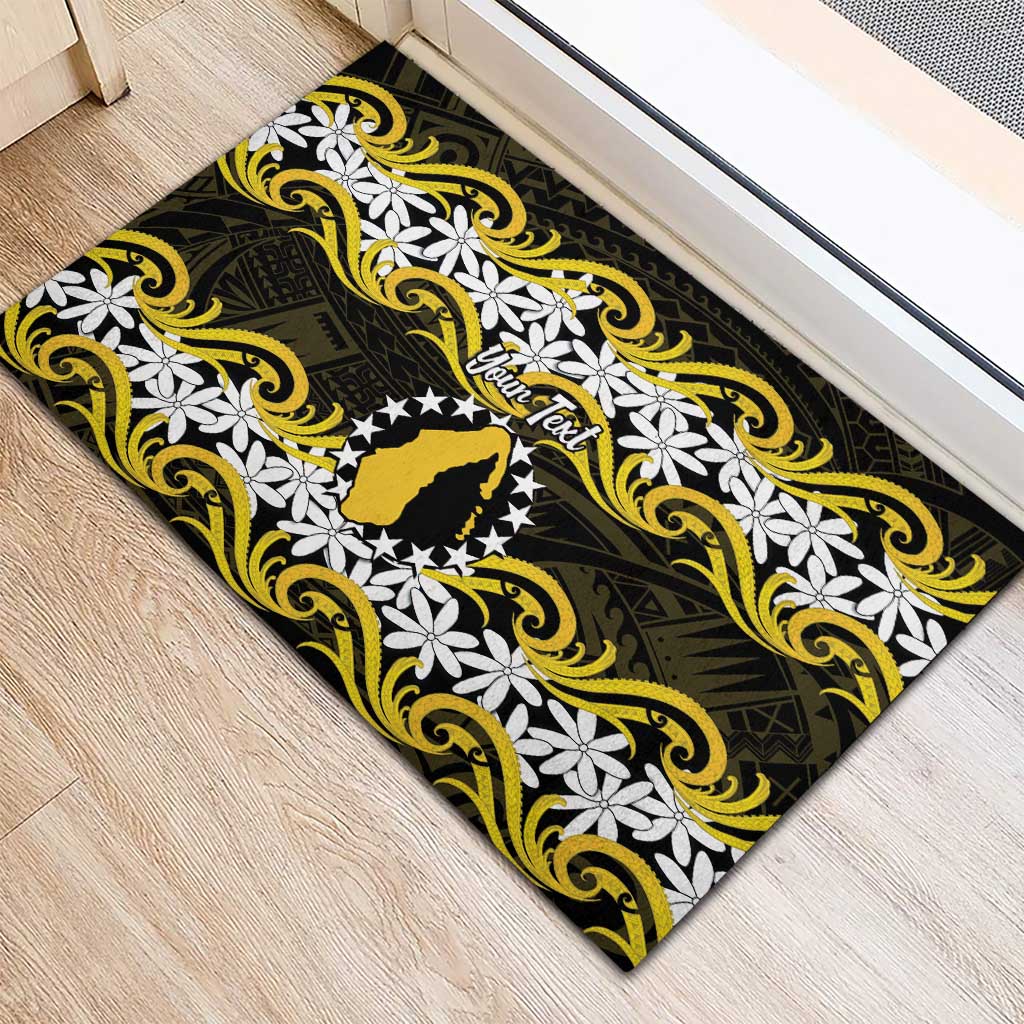 Personalised Cook Islands Aitutaki Rubber Doormat Tiare Maori Polynesian Waves Tattoo LT14 - Polynesian Pride