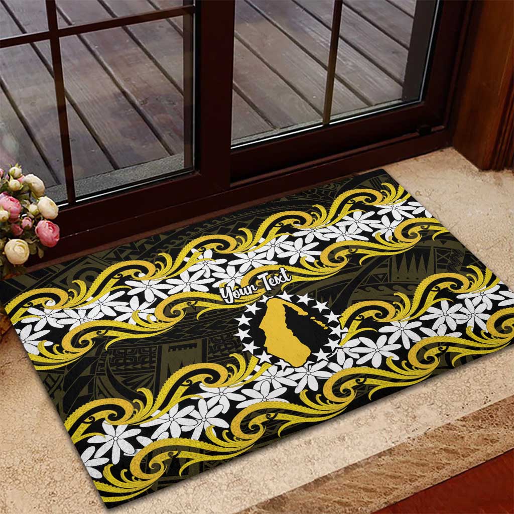 Personalised Cook Islands Aitutaki Rubber Doormat Tiare Maori Polynesian Waves Tattoo LT14 - Polynesian Pride