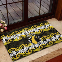 Personalised Cook Islands Aitutaki Rubber Doormat Tiare Maori Polynesian Waves Tattoo LT14 - Polynesian Pride